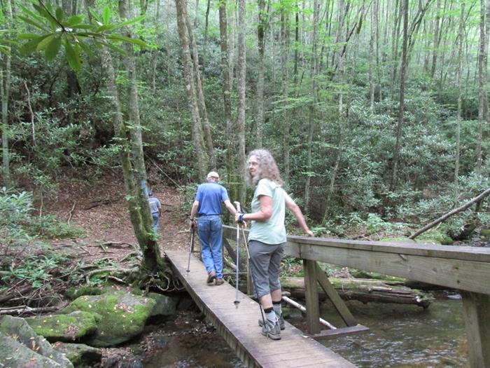 Crossing the creek.