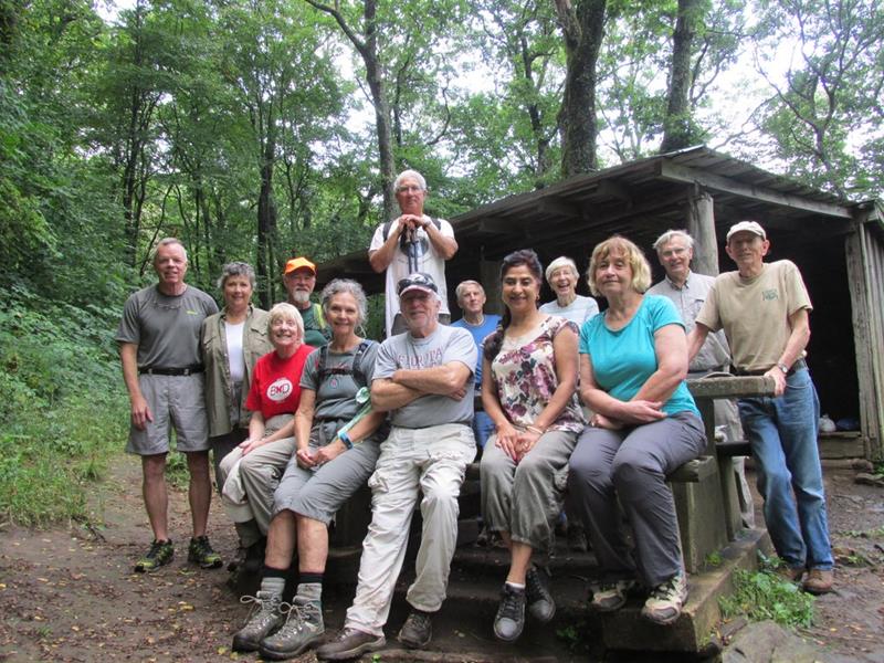 The OFHC gang for today's hike. (l-r sitting) Geri Barrios, Carole Wintle, Vic Robson, Trushna Nadig and Sandy Robson.(l-r standing) Stephen Gales, Cup Gales, Wayne Barrios, Bill Hunt, John Bellamy, June Bellamy, Dick Metzgar and Phil Brownrigg.