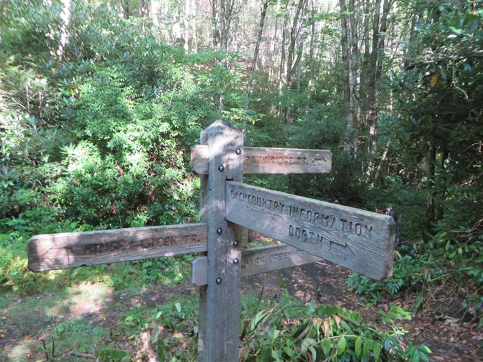 Trail intersection sign. .