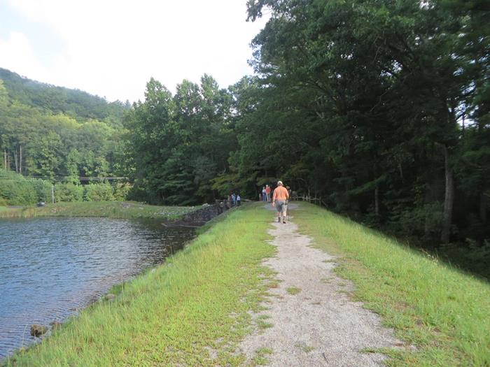 The trail takes you across the dam. .