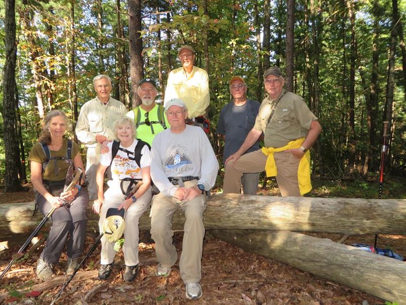 The OFHC gang for today's hike. (l-r) Carole Wintle, Dick Metzgar, Geri Barrios, Wayne Barrios, Tony Presley, Pom Sinnock, Tim Hale and Don Preece.