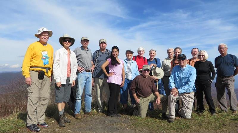 The OFHC gang for today's hike. (l-r) Tony Presley, Karen Brown, Phil Brownrigg, Tim Hale, Trushna Nadig, Jeanne O'Connor, June Bellamy, Vic Robson, John Bellamy, Dick Metzgar, Carole Wintle, Joe Raguckas, Bob Magee, Pam Euliss and Bill Hunt. .