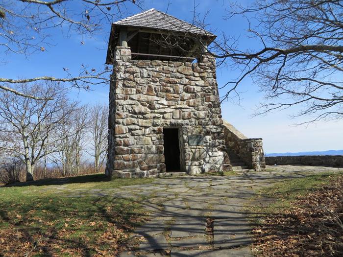 The historic Wayah Bald Fire Tower built by the C.C.C. in the 1930's
