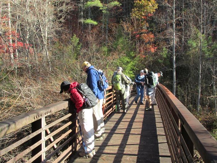 The footbridge crossiing the West Fork Chattooga River.