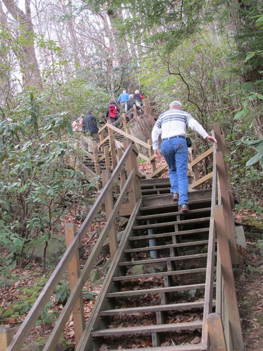 Climbing the staircase back to the top.