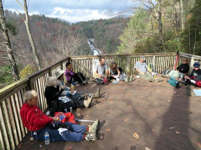 Having our lunch on the Lower Whitewater Falls viewing deck.