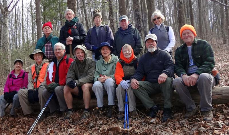 The OFHC gang for today's hike. (l-r front)Mary Lou Norton, Dick Metzgar, Bill Hunt, Stephen Gales, Karen Brown, Geri Whitaker, Wayne Barrios and Tony Presley. (l-r back) David Hinson, Dave Norton, Phil Brownrigg, Vic Robson and Pam Euliss.