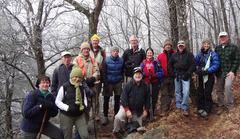 The OFHC gang for today's hike. (l-r) Mary Lu Norton, Phil Brownrigg, Pam Euliss, Dick Metzgar, Pom Sinnock, Stephen Gales, Dave Norton, Bob Magee, Jeanne O'Connor, Bill Hunt, Vic Robson, Carole Wintle and Tony Presley.