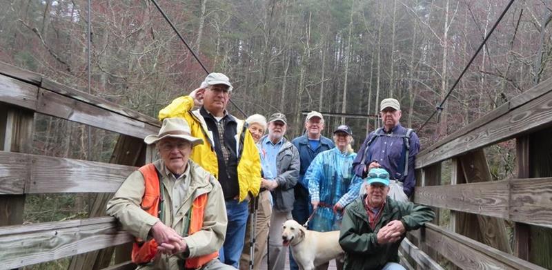 The OFHC gang for today's Hike.(l-r) Dick Metzgar, Bill Hunt, Jeanne O'Connor, Bob Magee, Tony Presley, Cassandra Simmons and "angus", Vic Robson and Tim Hale.