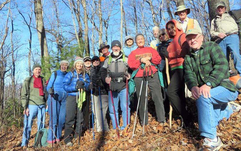 The OFHC gang for today's hike. (l-r) John Bellamy, June Bellamy, Carole Wintle, Bob Magee, Geri Barrios, Joe Collins, Wayne Barrios, Karen Brown, Jeanne O'Connor, Jan Burgess, Pam Euliss, Trushna Nadig, Dick Metzgar, Tony Presley and Vic Robson . .
