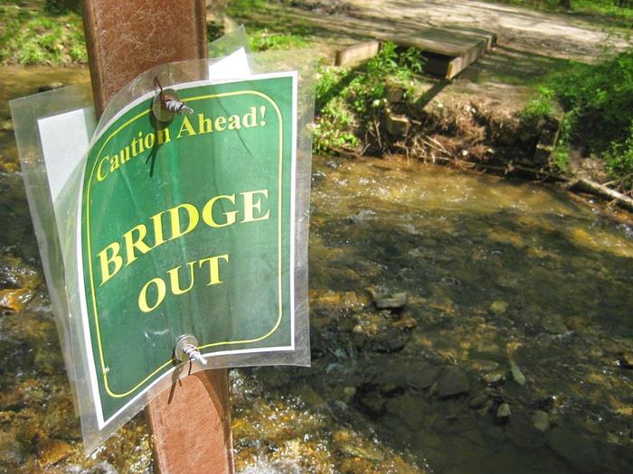 The Wolf Creek Bridge was out.