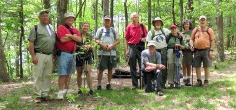 The OFHC gang for today's hike. (l-r) Bill Hunt, Joe Collins, Greta Driggers, Jim Driggers, Mike Bell, Vic Robson, Wayne Barrios, Geri Barrios, Ann Magee and Bob Magee. .