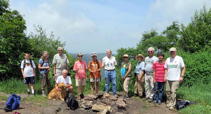 The OFHC gang for today's hike. (l-r) Charlie Fligg, Carole Wintle, Bill Hunt, Mike Jones & "Barney", Malivia Swanson, Suzanne Belflower, John Bellamy, Greta Driggers, Jeanne O'Connor, Bill Hunt, Huck Phillips and Tony Presley .