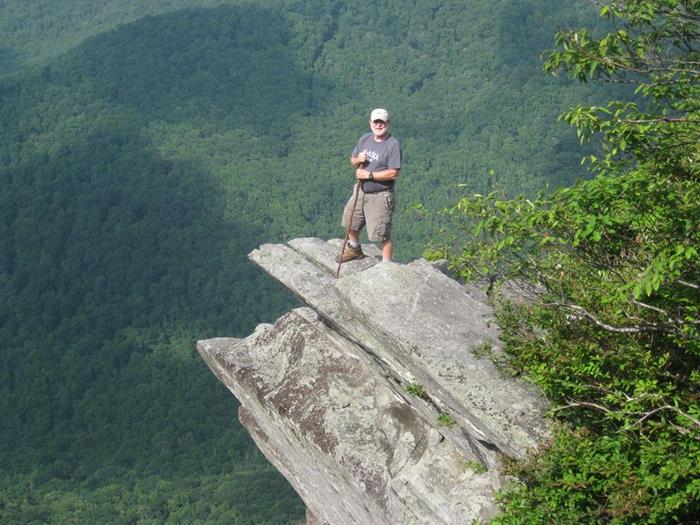 Bob stands out on the most famous rock outcrop at Pickens Nose.