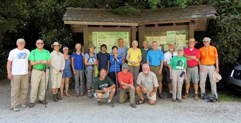 The OFHC gang for today's hike. (l-r) Tony Presley, Jack Jacobi, Karen Brown, Mary Loureiro, Suzanne Belflower, Carol Wintle, Huck Phillips, Greg Robson, Jenny Bell, Mike Bell, Vic Robson, June Bellamy, John Bellamy, Ronnie Johns, Stephen Gales, Wayne Barrios, Geri Barrios, Joe Collins and Dick Metzgar.