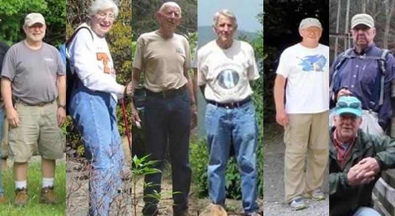 The OFHC gang for today's hike. (l-r) Bob Magee, June Bellamy, Phil Brownrigg, John Bellamy, Tony Presley, Vic Robson and Tim Hale.