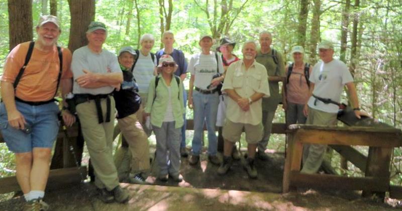 The OFHC gang for today's hike. (l-r) Bob Magee, Vic Robson, Jeanne O'Connor, June Bellamy, John Bellamy, Pam Euliss, Phil Brownrigg, Joe Collins, Ronnie Johns, Tim Hale, Suzanne Belflower and Tony Presley,.