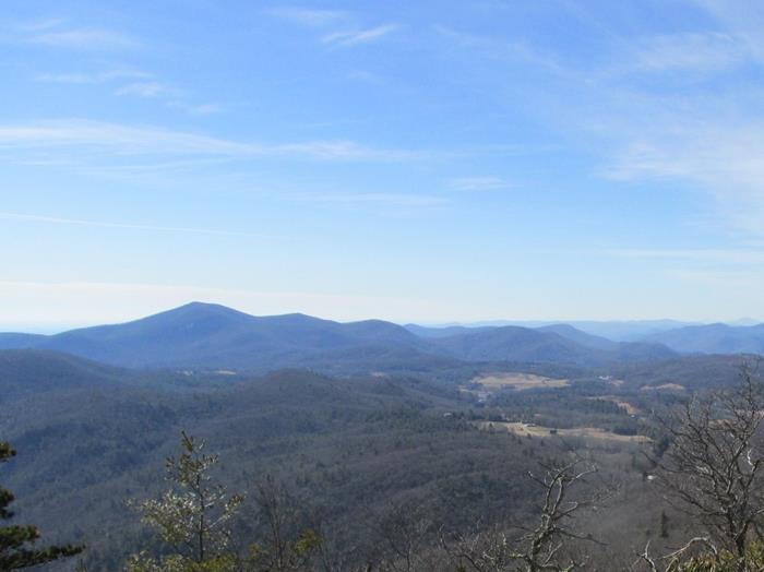 Near the summit, we get great views over to Rabun Bald in GA.