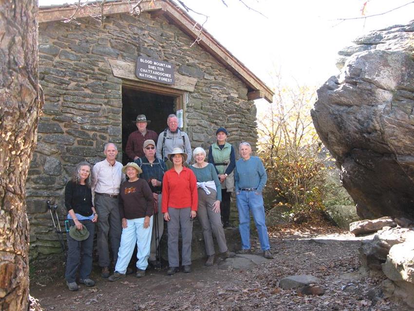 The OFHC gang for today's hike. (l-r) Carole Wintle, Mike Bell, Jeanne O'Connor, Tim Hale, Vic Robson, Stephen Gales, Karen Brown, June Bellamy, Greta Driggers and John Bellamy.