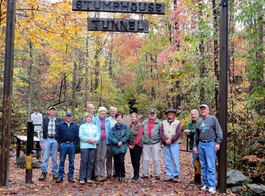 The OFHC gang for today's hike. (l-r) Phil Brownrigg, Vic Robson, Sandy Robson, Mike Bell, June Bellamy, Dick Metzgar, Jenny Bell, Greta Driggers, Bob Magee, Joe Collins, John Bellamy and Tony Presley .