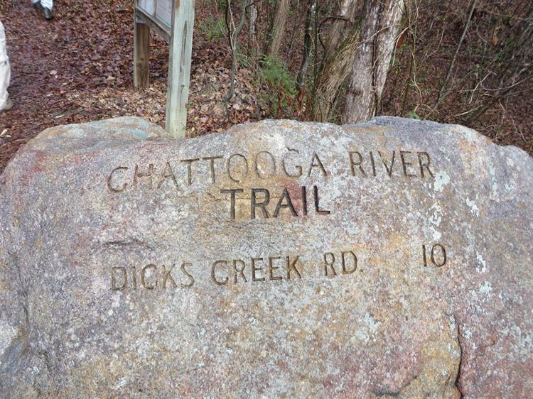 The engraved boulder at the trailhead