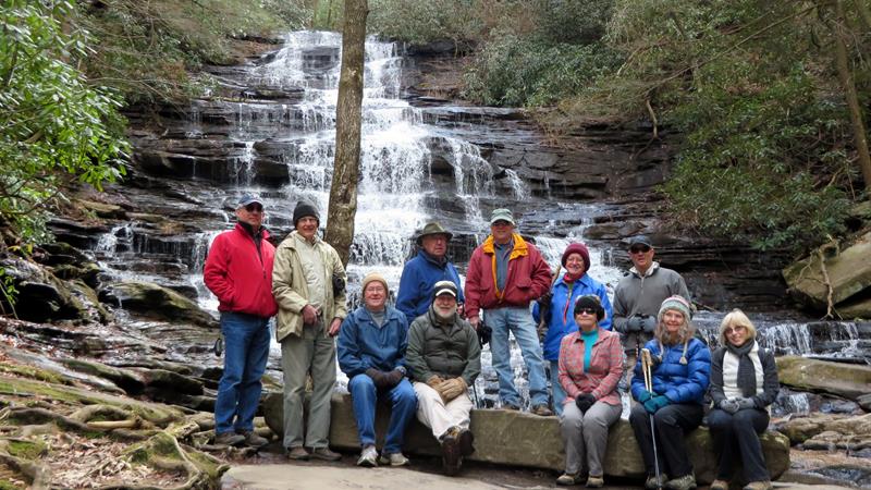 The OFHC gang for today's hike. (l-r) Bill Hunt, Dick Metzgar, Tony Presley, Tim Hale, Bob Magee, Vic Robson, Joe Collins, Sandy Robson, Joe Raguckas, Carole Wintle and Pam Euliss. .
