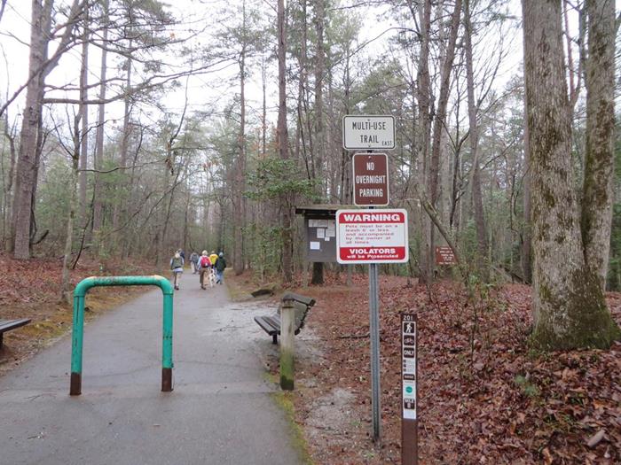 The start of the Shortline Trail which follows the old railroad bed.