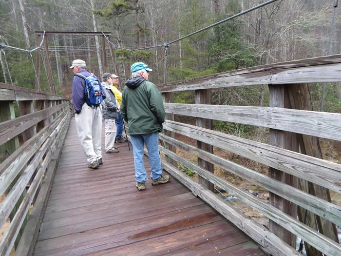 The suspension bridge across the Tallulah River.