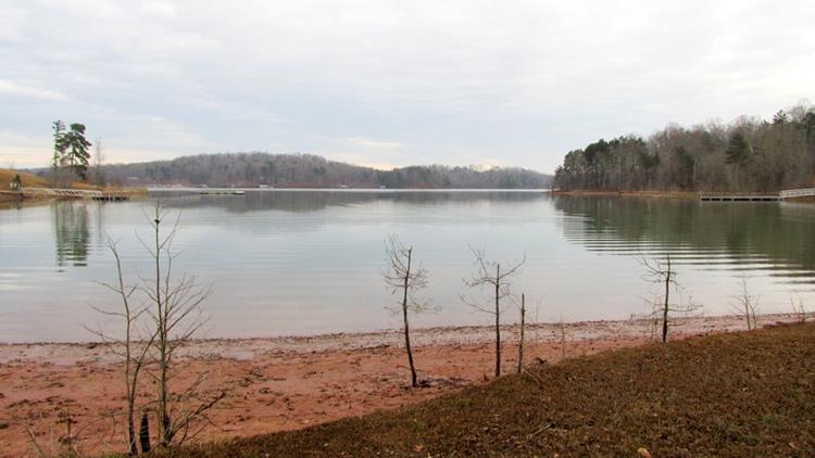 Hartwell Lake is visible for most of the hike.
