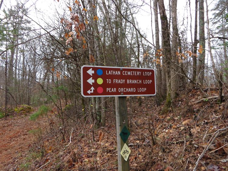 The Frady Branch Trail System has nice trail markers.