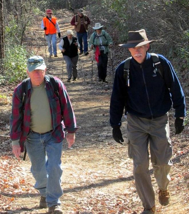 Most of the first mile of the trail is covered with wood chips.