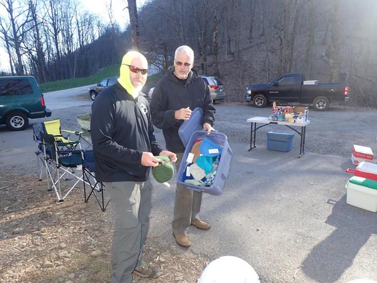 Trail Angels were serving the thru-hikers as they came through the gap.