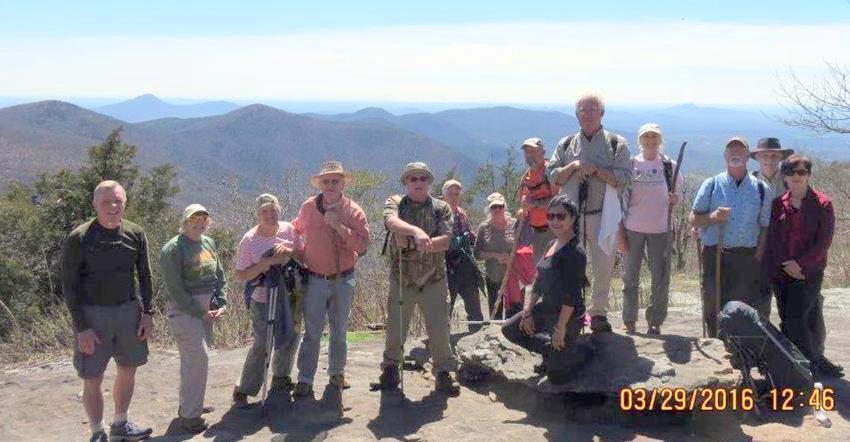 The OFHC gang for today's hike. (l-r) Stephen Gales, Geri Barrios, Jeanne O'Connor, Joe Collins, Ray Clark, David Hinson, Marsha Tiesler, Roger Roy, Trushna Nadig, Bill Hunt, Suzanne Belflower, John Anderson, Mike Bell and Jenny Bell.