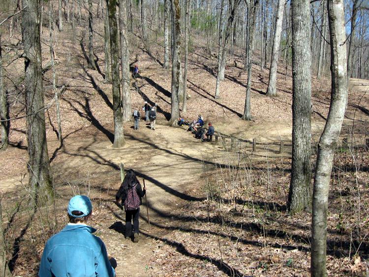 Coming down to the gap and headed up the next mountain!