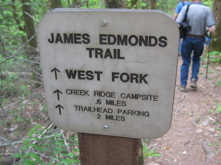 Our next trail access just above the parking lot for the Lake Trail.
