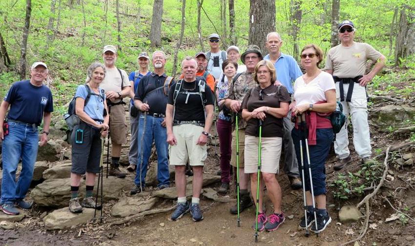 The OFHC gang for today's hike. (l-r) Tony Presley, Carol Wintle, Bob Magee, Suzanne Belflower, John Anderson, Stephen Gales, Roger Roy, Jim Driggers, Jenny Bell, Phil Brownrigg, Ray Clark, Ann Clark, Mike Bell, Gretta Driggers and Vic Robson