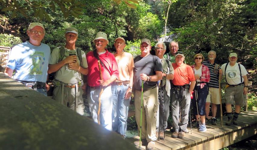 The OFHC gang for today's hike. (l-r) Tony Presley, Jim Driggers, Joe Collins, Phil Brownrigg, Ray Clark, Bill Hunt, Tim Hale, Vic Robson, Gretta Driggers, John Anderson and Bob Magee,