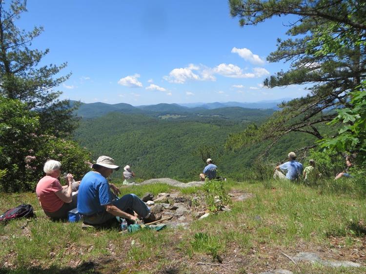 On the way back down Scaly, we take a short side trail to our beautiful lunch spot!