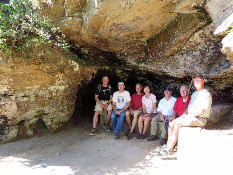 There is a nice rock bench under a rock ledge at the end of the South Rim Trail.