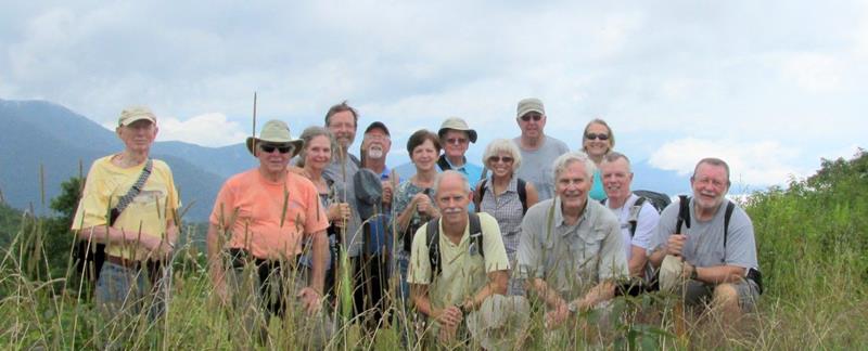 The OFHC gang for today's hike. (l-r) Phil Brownrigg, Vic Robson, Carole Wintle, Jack Wintle, John Anderson, Jenny Bell, Mike Bell, Joe Collins, Pam Euliss, Tim Hale, Dick Metzgar, Terre Pratt, Stephen Gales and Bob Magee.