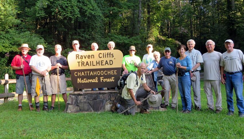 The OFHC gang for today's hike. (l-r) Joe Collins, Bob Magee, John Anderson, Tim Hale, John Bellamy, June Bellamy, Ray Clark, Mike Bell, Phil Brownrigg, Jeanne O'Connor, Vic Robson, Jenny Bell, Dick Metzgar, Bill Hunt and Tony Presley.