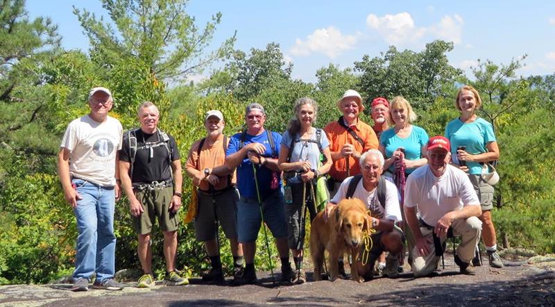 The OFHC gang for today's hike. (l-r) Tony Presley, Stephen Gales, Bob Magee, Ray Clark, Carole Wintle, Joe Collins, "Barney" Jones with Mike Jones, John Anderson, Sandy Robson, Vic Robson and Terre Pratt.
