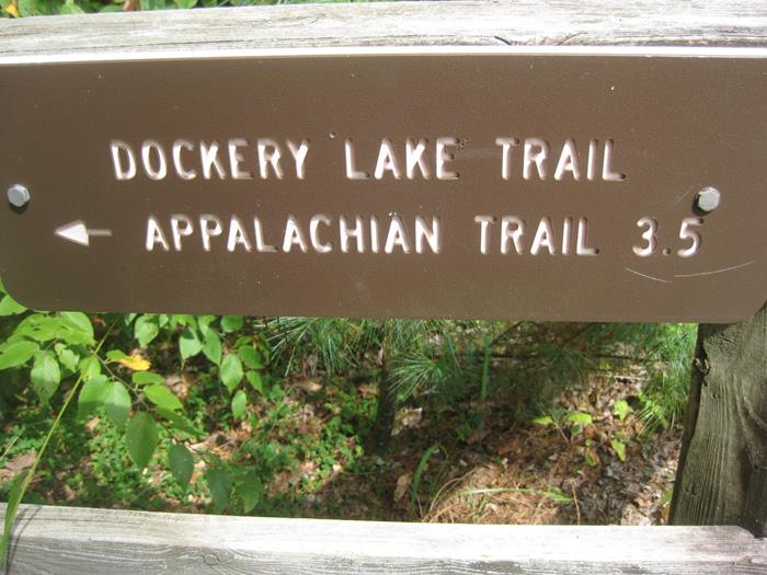 Trail sign at Dockery Lake.