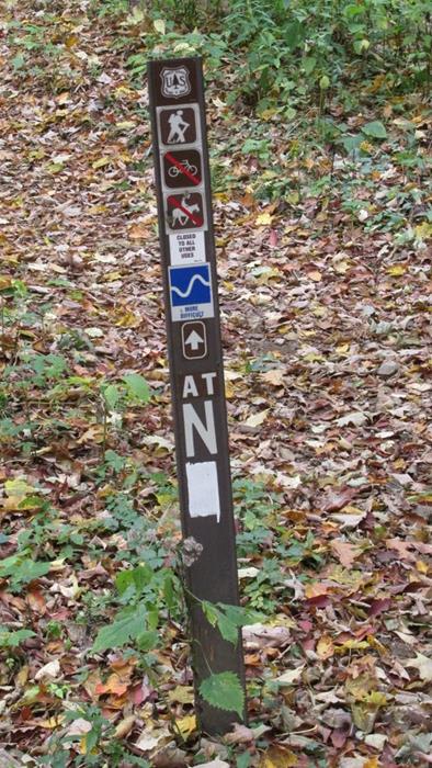 The Appalachian Trail marker at Deep Gap.
