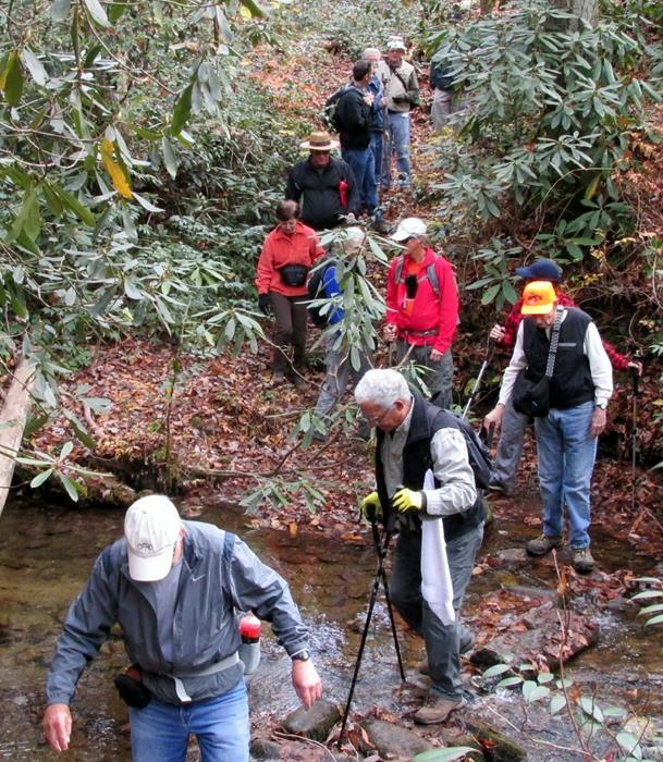 Crossing Bad Creek (easier today due to low water level).