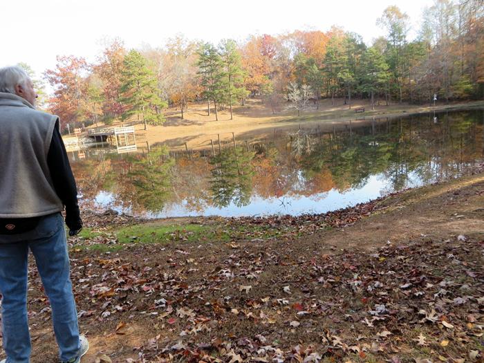 Beautiful reflections on the fishing pond.