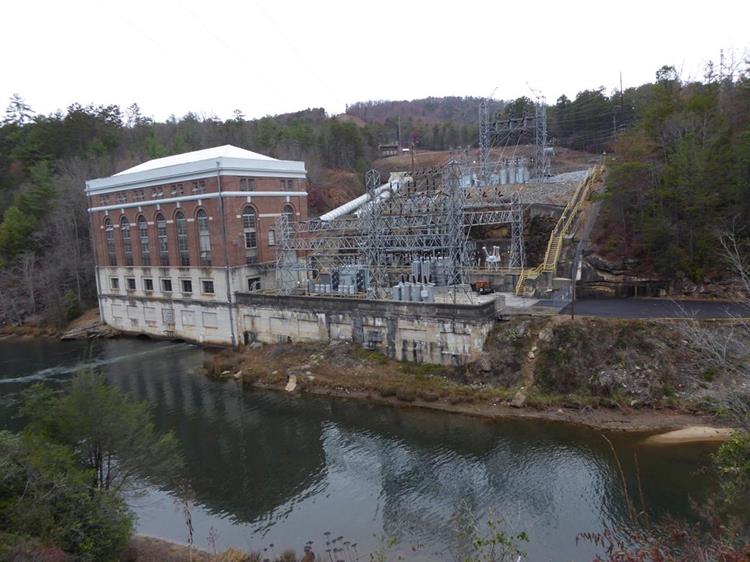 We pass by the Terrora Hydroelectric Plant built by Georgia Power Co. and still operating since 1915. 16,000 KW capacity