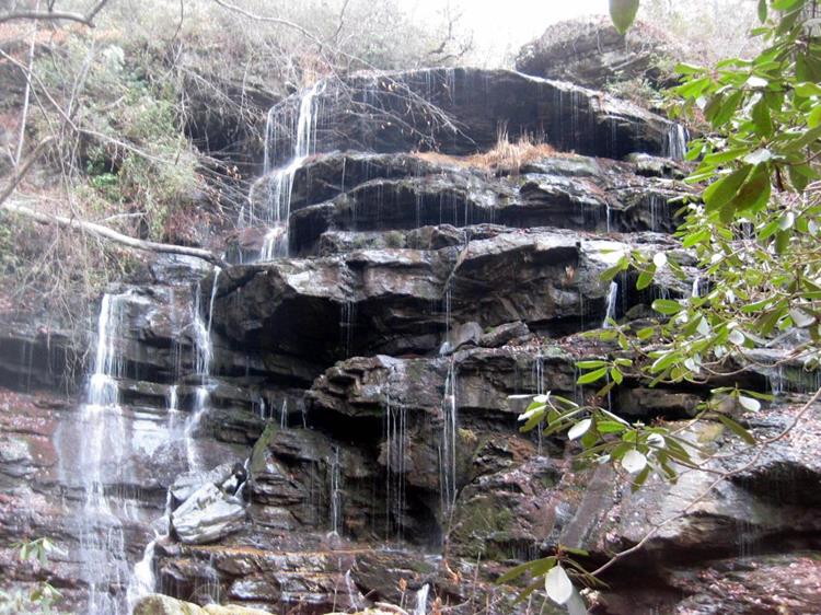 The water level is very low but it is still a beautiful and unique multiple cascading waterfall.