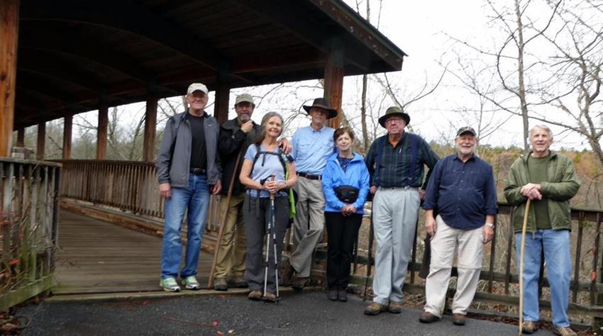 The OFHC gang for today's hike. (l-r) Tony Presley, Jack Wintle, Carole Wintle, Mike Bell, Jenny Bell, Tim Hale, Bob Magee and John Bellamy.