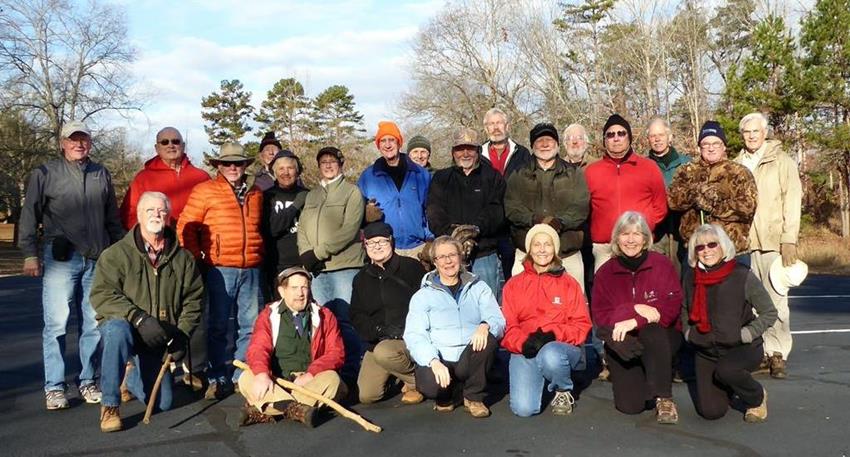 The OFHC gang for today's hike. (l-r front)John Anderson, Bruce O'Connor, Deena Johns, Wanda Miller, Terre Pratt, Linda Schultz and Pam Euliss. (l-r back) Tony Presley, Jack Jacobi, Vic Robson, Phil Brownrigg, Jeanne O'Connor, Mary Lu Norton, Wayne Miller, John Bellamy, Ronnie Johns, Dave Norton, Bob Magee, Whitney Hutchinson, Bill Hunt, Mike Bell, Ray Clark and Dick Metzgar.